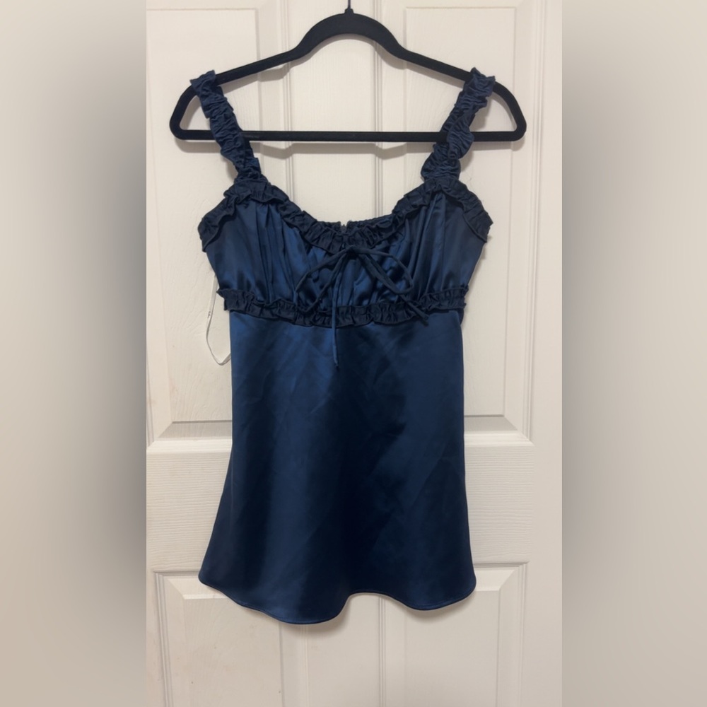 Lulus Navy Blue Satin Mini Dress (VERY MINI)